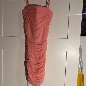 Elegant Pink Ruched mini Dress